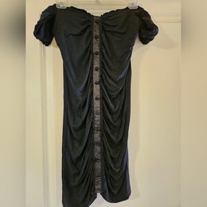 Black Ruched Off The Shoulder Dress, NWT, XS